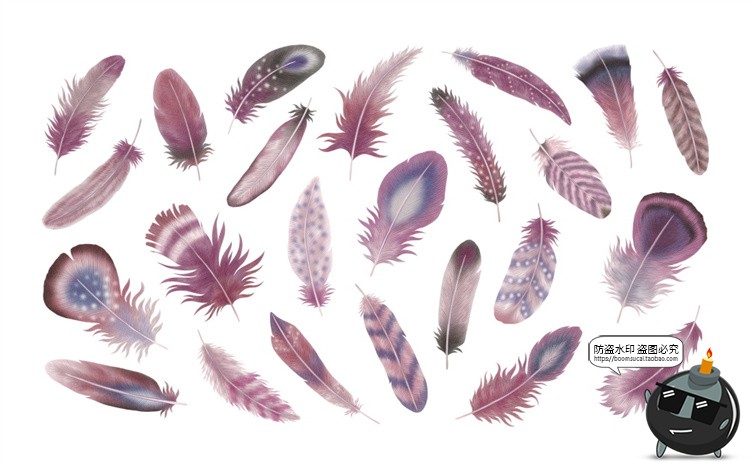 图片[4]-波西米亚乡村水彩优雅羽毛插图无缝拼接图案插画PNG免抠图片素材-设计猿