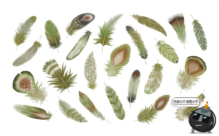 图片[5]-波西米亚乡村水彩优雅羽毛插图无缝拼接图案插画PNG免抠图片素材-设计猿