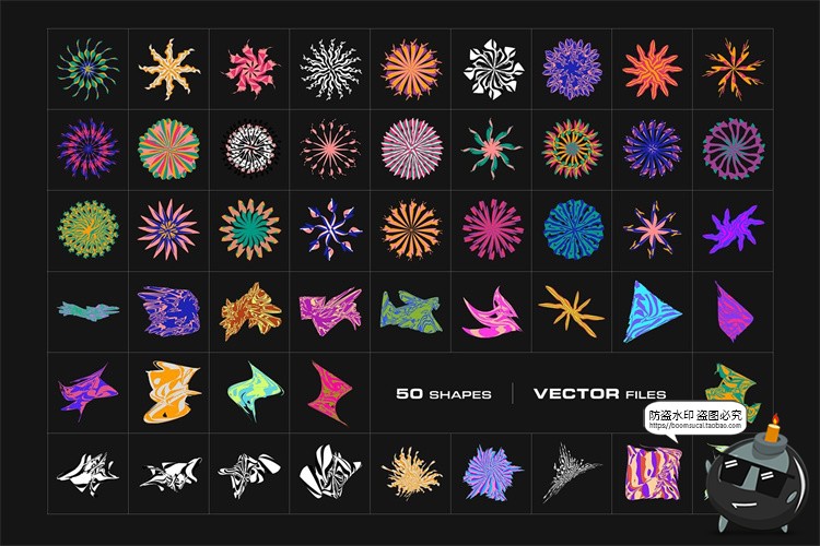 图片[2]-迷幻花卉时尚抽象艺术扭曲故障风失真潮流插图插画AI矢量PNG素材-设计猿