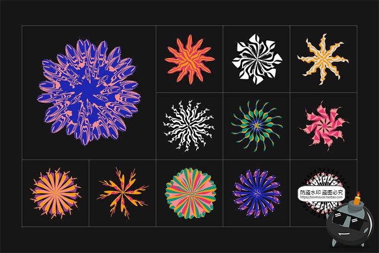 图片[3]-迷幻花卉时尚抽象艺术扭曲故障风失真潮流插图插画AI矢量PNG素材-设计猿