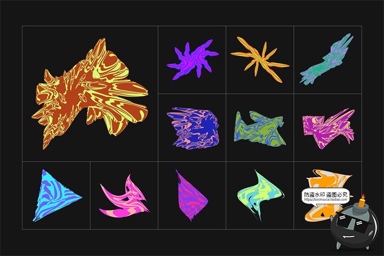 图片[5]-迷幻花卉时尚抽象艺术扭曲故障风失真潮流插图插画AI矢量PNG素材-设计猿