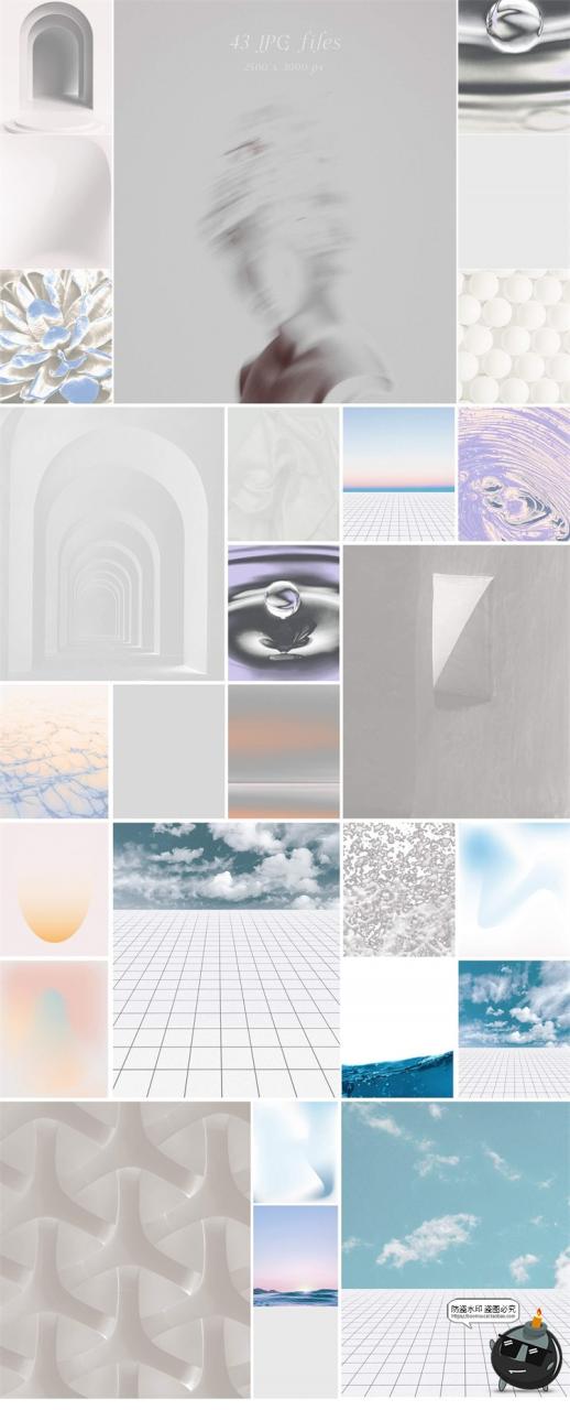 图片[3]-现代艺术3D抽象Y2K金属立体几何怪异拼贴元素海报PNG免抠图片素材-设计猿