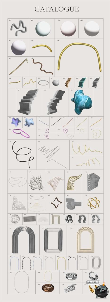 图片[9]-现代艺术3D抽象Y2K金属立体几何怪异拼贴元素海报PNG免抠图片素材-设计猿