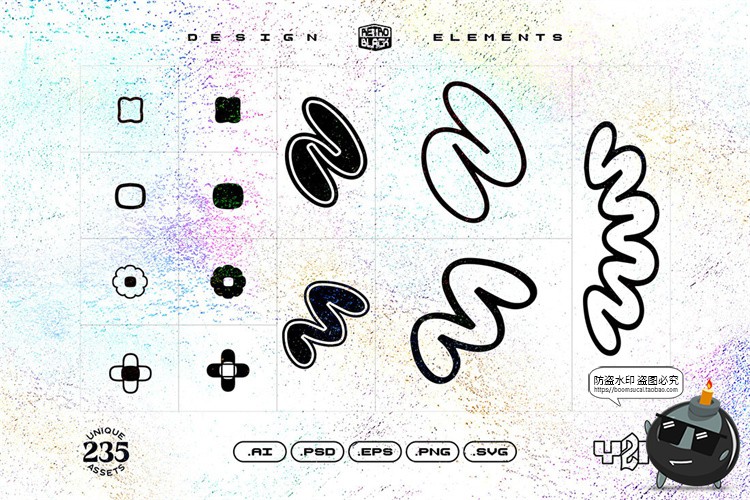 图片[9]-复古时尚Y2K潮流酸性街头创意潮牌文创几何平面PNG图形AI矢量素材-设计猿