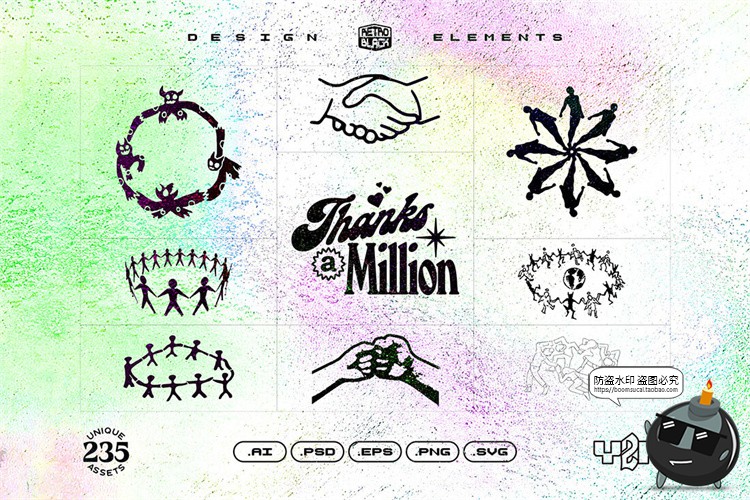 图片[12]-复古时尚Y2K潮流酸性街头创意潮牌文创几何平面PNG图形AI矢量素材-设计猿