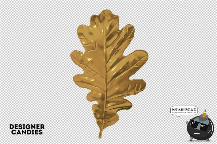 图片[5]-金箔树叶金色金属龟背竹植物PNG免抠图形装饰元素后期合成素材-设计猿