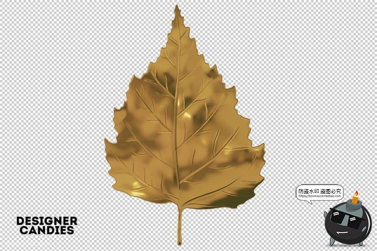 图片[7]-金箔树叶金色金属龟背竹植物PNG免抠图形装饰元素后期合成素材-设计猿