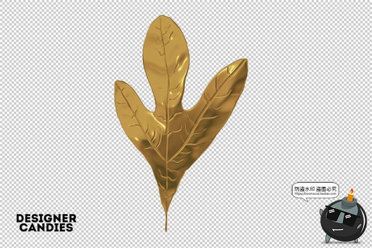 图片[11]-金箔树叶金色金属龟背竹植物PNG免抠图形装饰元素后期合成素材-设计猿