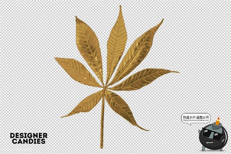 图片[12]-金箔树叶金色金属龟背竹植物PNG免抠图形装饰元素后期合成素材-设计猿