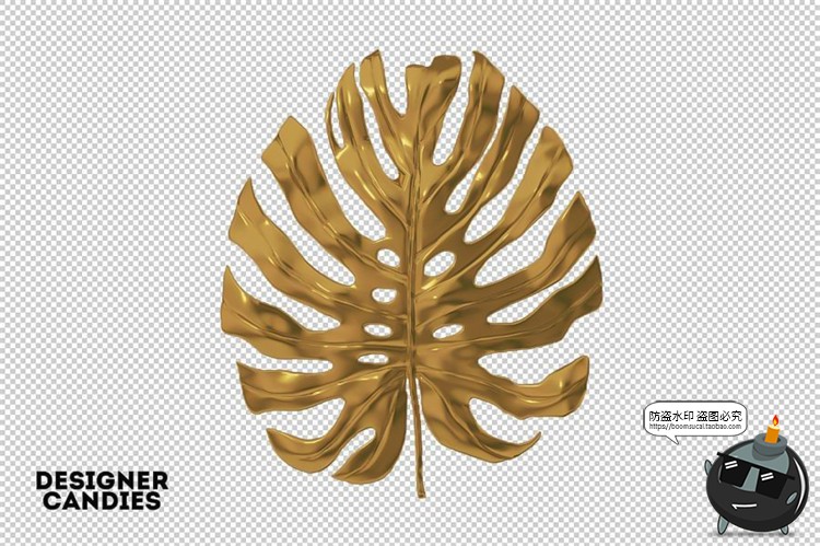 图片[13]-金箔树叶金色金属龟背竹植物PNG免抠图形装饰元素后期合成素材-设计猿