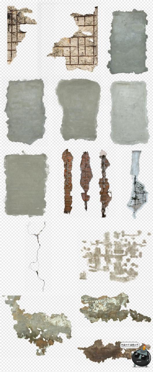 图片[3]-残缺破坏墙体墙面破损钢筋水泥掉皮后期合成修图PNG免扣免抠素材-设计猿
