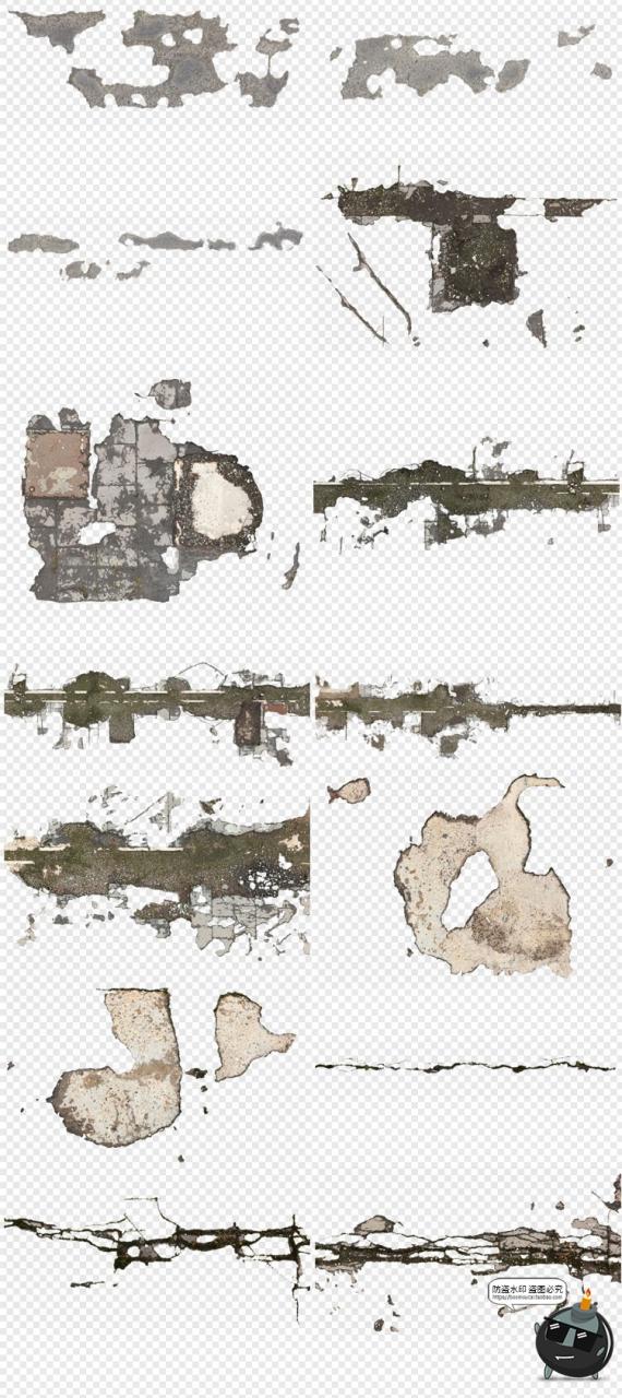 图片[4]-残缺破坏墙体墙面破损钢筋水泥掉皮后期合成修图PNG免扣免抠素材-设计猿