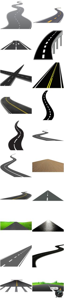 图片[1]-卡通城市道路口弯曲公路交通马路透明背景PNG免抠图后期合成素材-设计猿