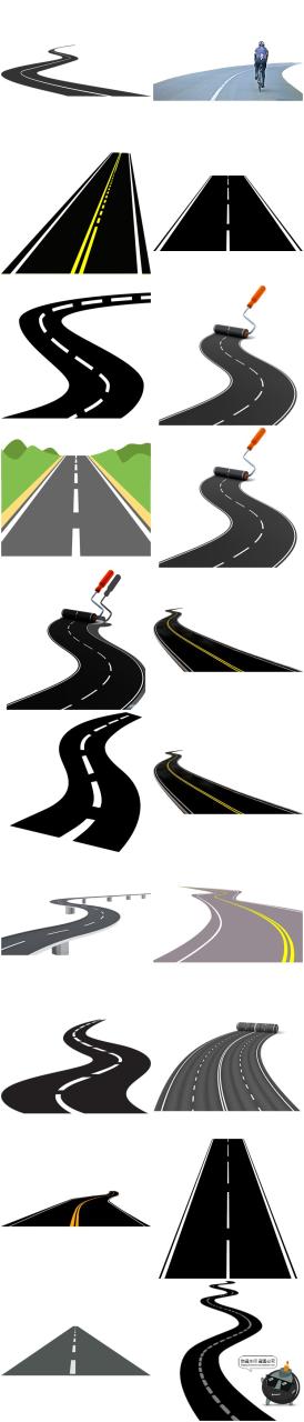 图片[2]-卡通城市道路口弯曲公路交通马路透明背景PNG免抠图后期合成素材-设计猿