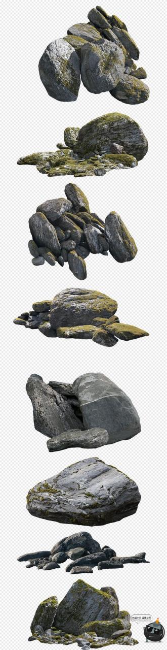 图片[1]-苔藓青苔古老石头岩石石块堆石碓场景后期合成PNG免抠图片PS素材-设计猿