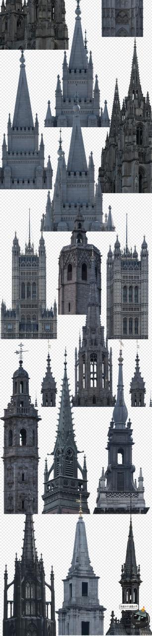 图片[2]-哥特式城堡建筑房屋塔尖欧式场景后期合成元素PNG免抠图片PS素材-设计猿
