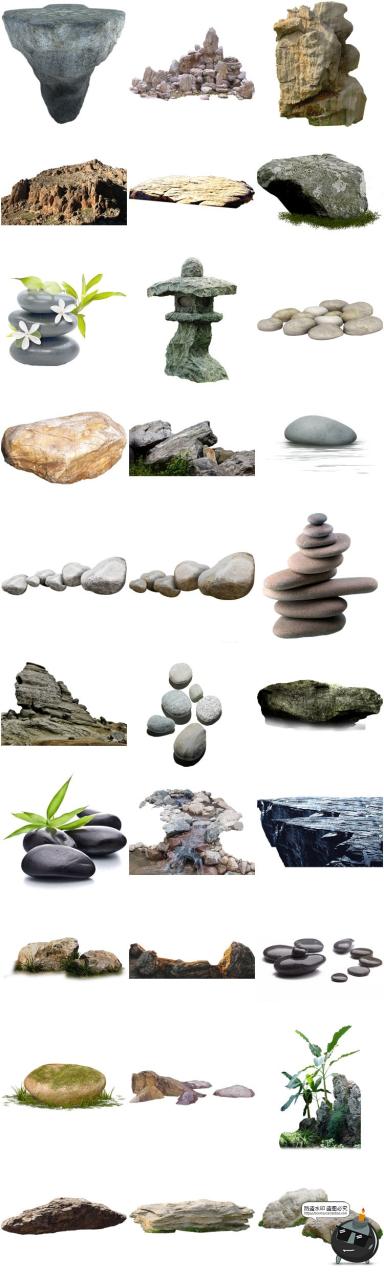 图片[3]-真实石头假山岩石鹅卵石石块园林景观石PNG免抠PS后期合成素材-设计猿