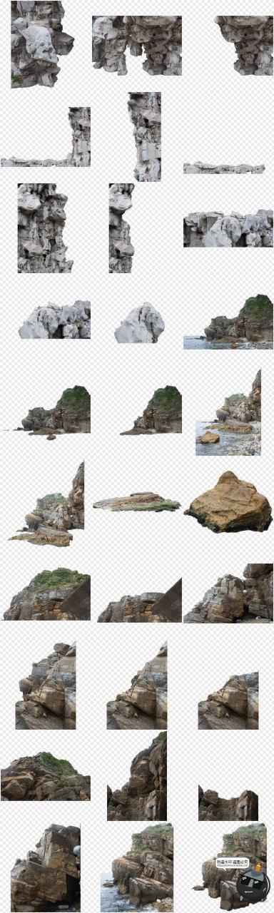 图片[2]-山石岩石悬崖石头礁石假山岛石景观元素PNG免抠PS后期合成素材-设计猿