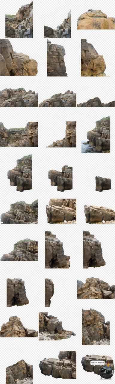 图片[3]-山石岩石悬崖石头礁石假山岛石景观元素PNG免抠PS后期合成素材-设计猿