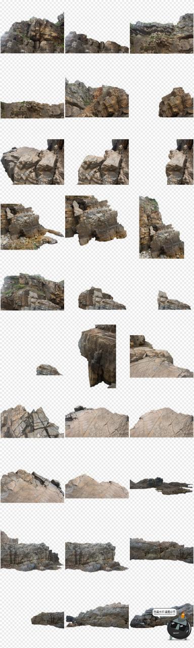 图片[4]-山石岩石悬崖石头礁石假山岛石景观元素PNG免抠PS后期合成素材-设计猿