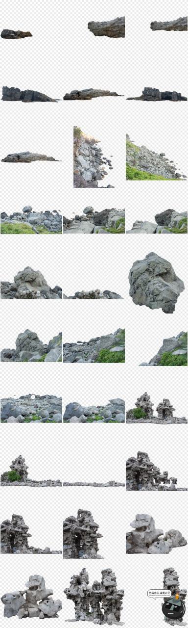 图片[5]-山石岩石悬崖石头礁石假山岛石景观元素PNG免抠PS后期合成素材-设计猿
