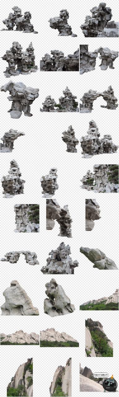 图片[6]-山石岩石悬崖石头礁石假山岛石景观元素PNG免抠PS后期合成素材-设计猿