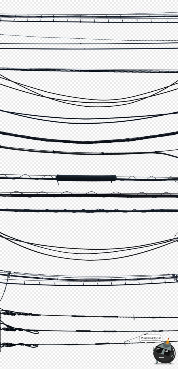 图片[1]-悬空电线杆电线电缆背景线创意PNG场景TIF免抠格式PS后期合成素材-设计猿