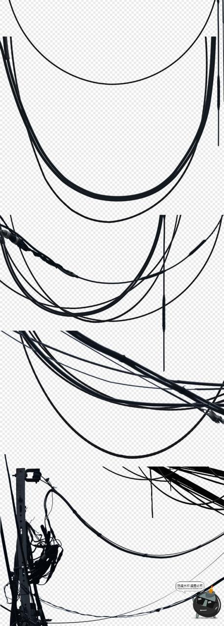 图片[2]-悬空电线杆电线电缆背景线创意PNG场景TIF免抠格式PS后期合成素材-设计猿