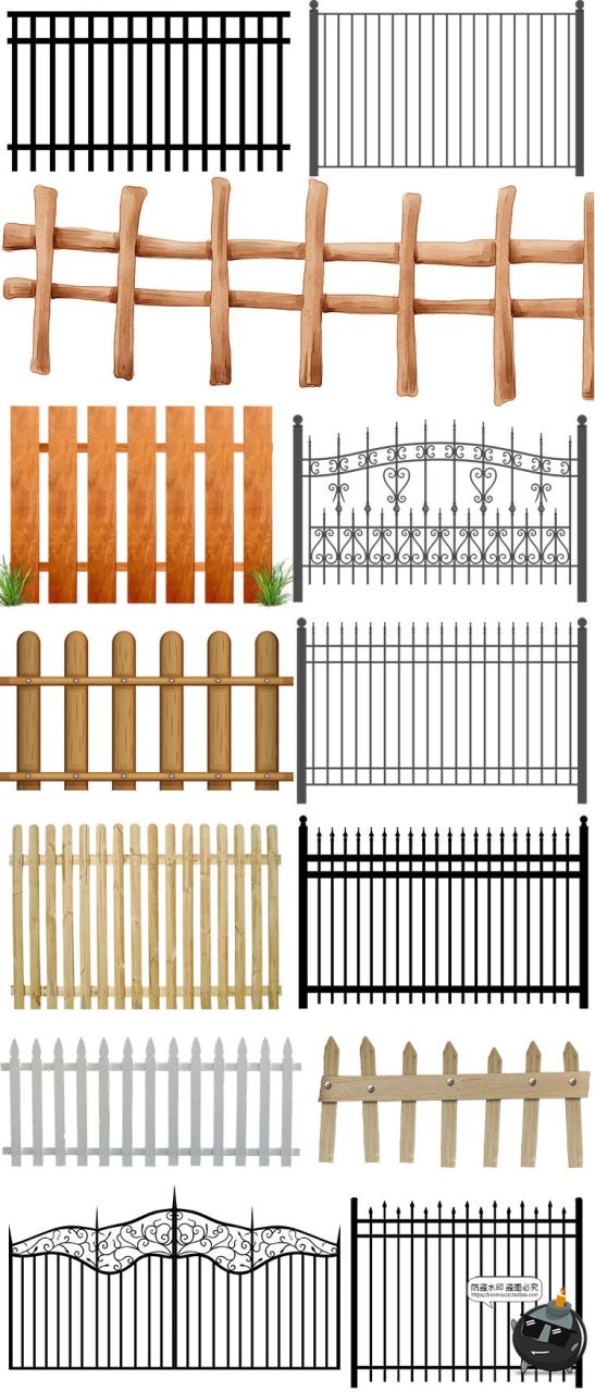 图片[2]-篱笆院子庭院围栏铁木栅栏田园PNG免抠透明背景PS后期合成素材-设计猿