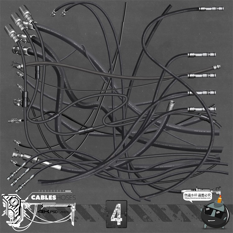 图片[4]-机械机器人充电线引流杂乱电缆线路接口管道PSD分层模板PS素材-设计猿
