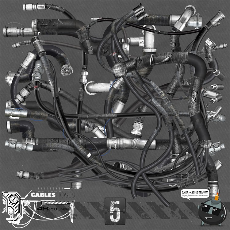 图片[5]-机械机器人充电线引流杂乱电缆线路接口管道PSD分层模板PS素材-设计猿