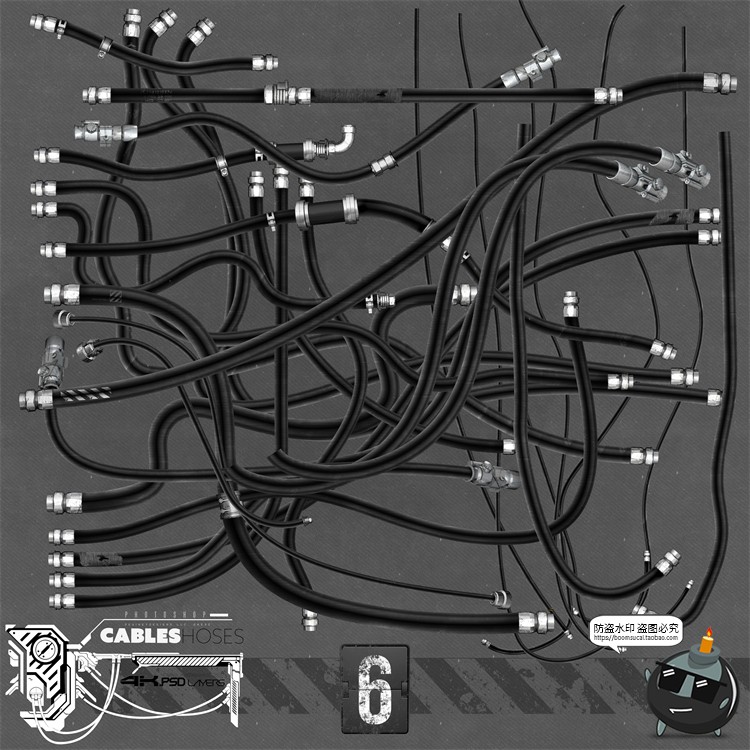 图片[6]-机械机器人充电线引流杂乱电缆线路接口管道PSD分层模板PS素材-设计猿