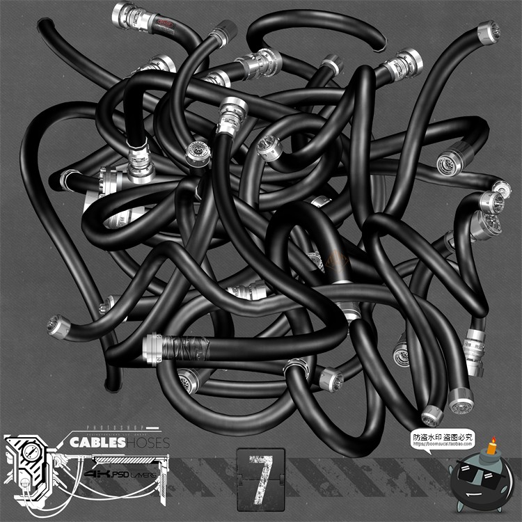 图片[7]-机械机器人充电线引流杂乱电缆线路接口管道PSD分层模板PS素材-设计猿