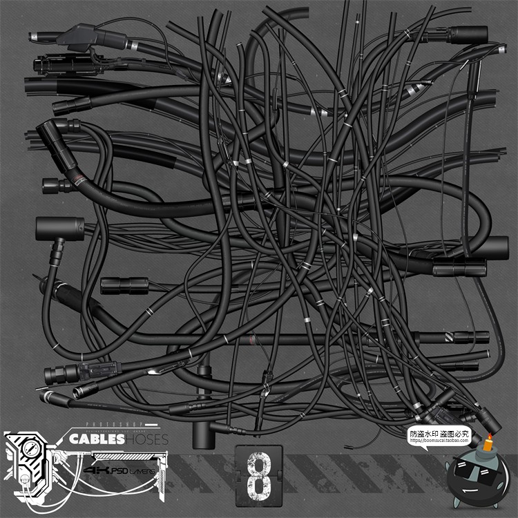图片[8]-机械机器人充电线引流杂乱电缆线路接口管道PSD分层模板PS素材-设计猿