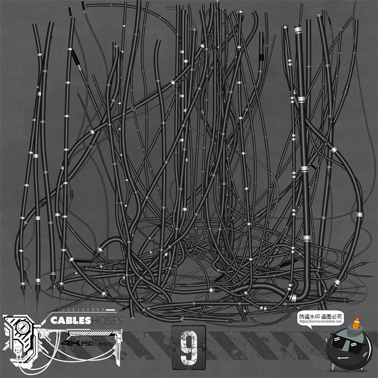 图片[9]-机械机器人充电线引流杂乱电缆线路接口管道PSD分层模板PS素材-设计猿