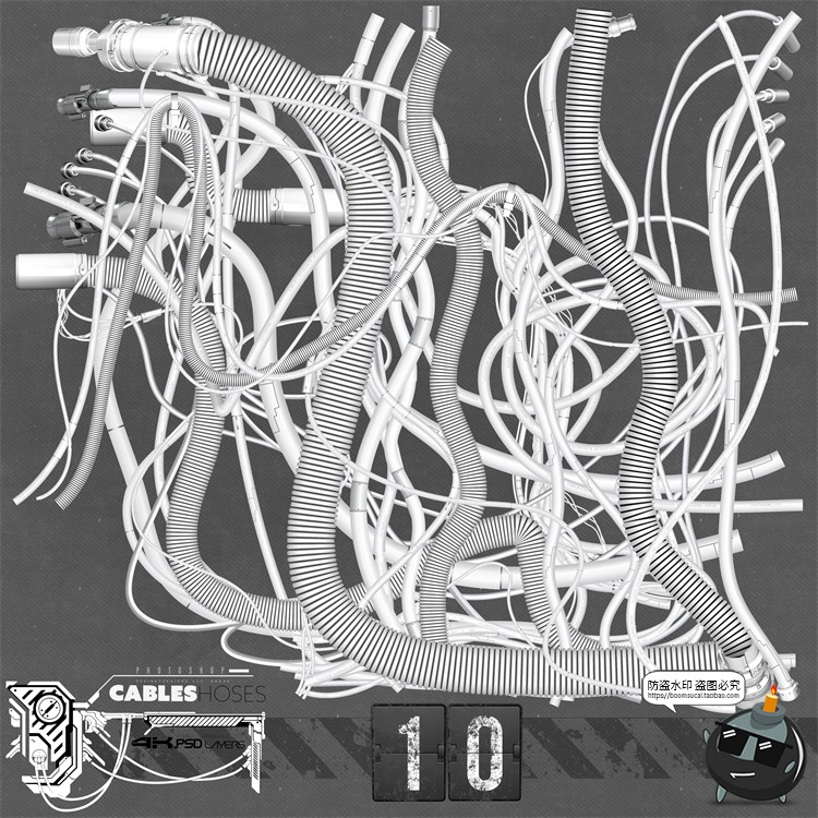 图片[10]-机械机器人充电线引流杂乱电缆线路接口管道PSD分层模板PS素材-设计猿