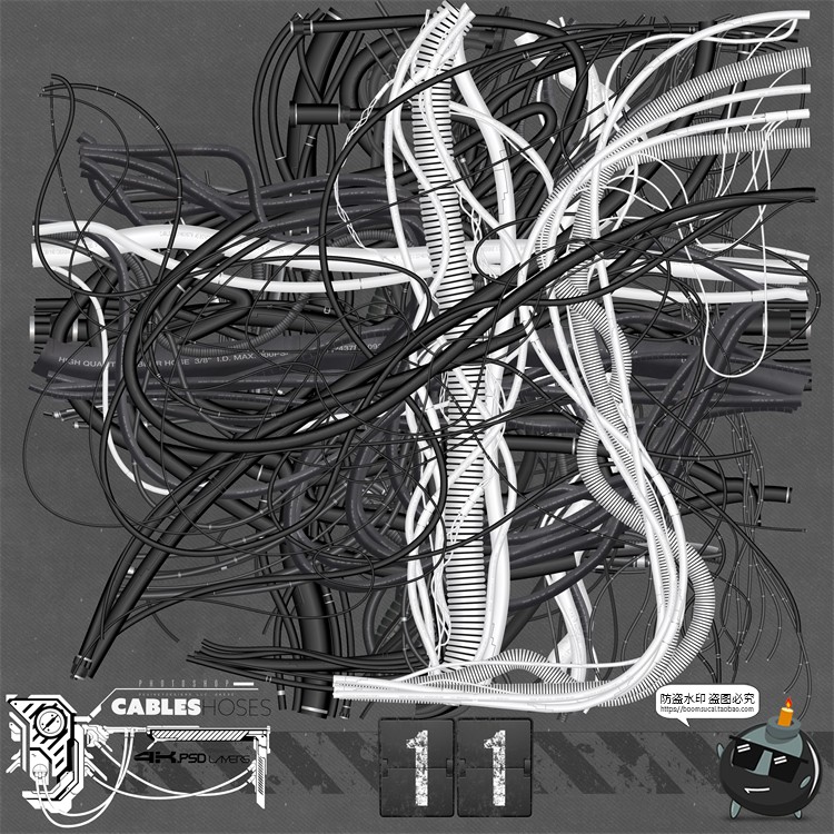 图片[11]-机械机器人充电线引流杂乱电缆线路接口管道PSD分层模板PS素材-设计猿