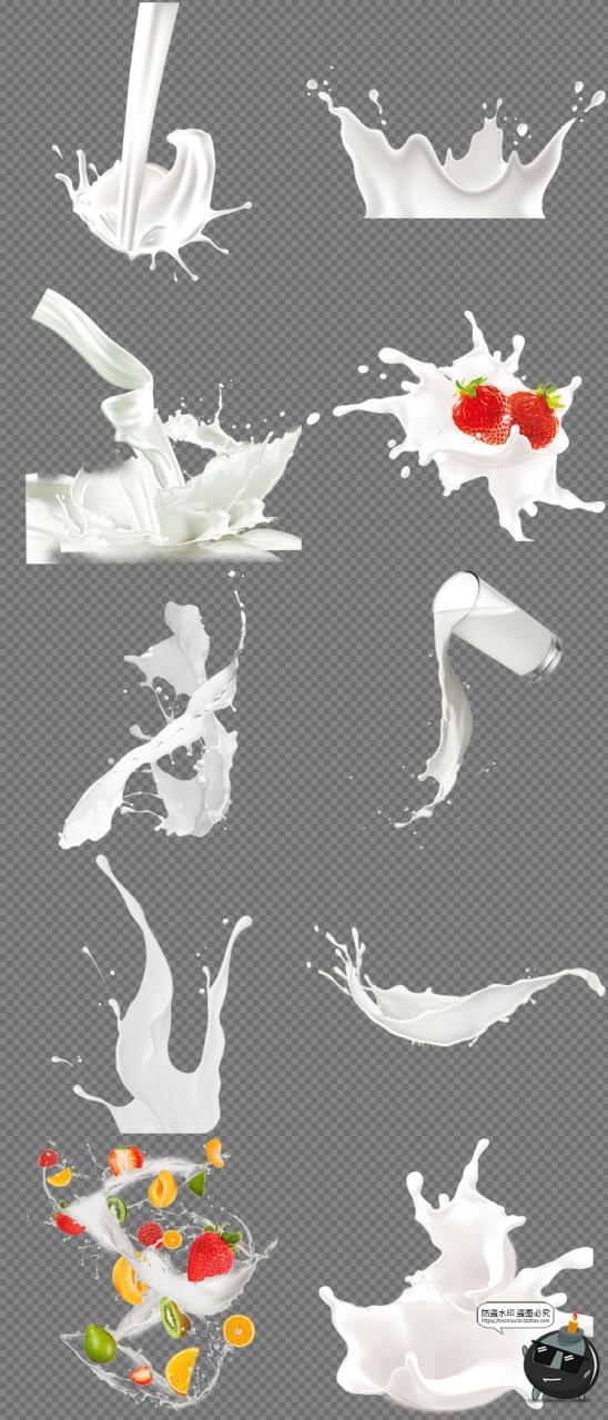 图片[3]-牛奶飞溅喷溅一杯子盒子水滴巧克力奶花PNG免抠后期合成元素素材-设计猿