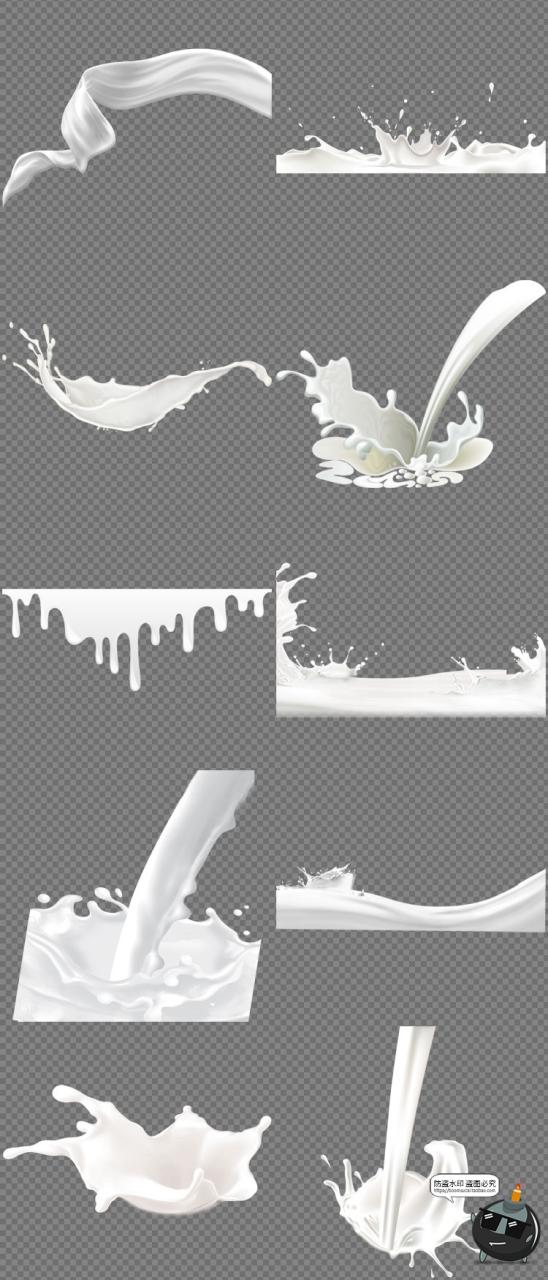 图片[6]-牛奶飞溅喷溅一杯子盒子水滴巧克力奶花PNG免抠后期合成元素素材-设计猿