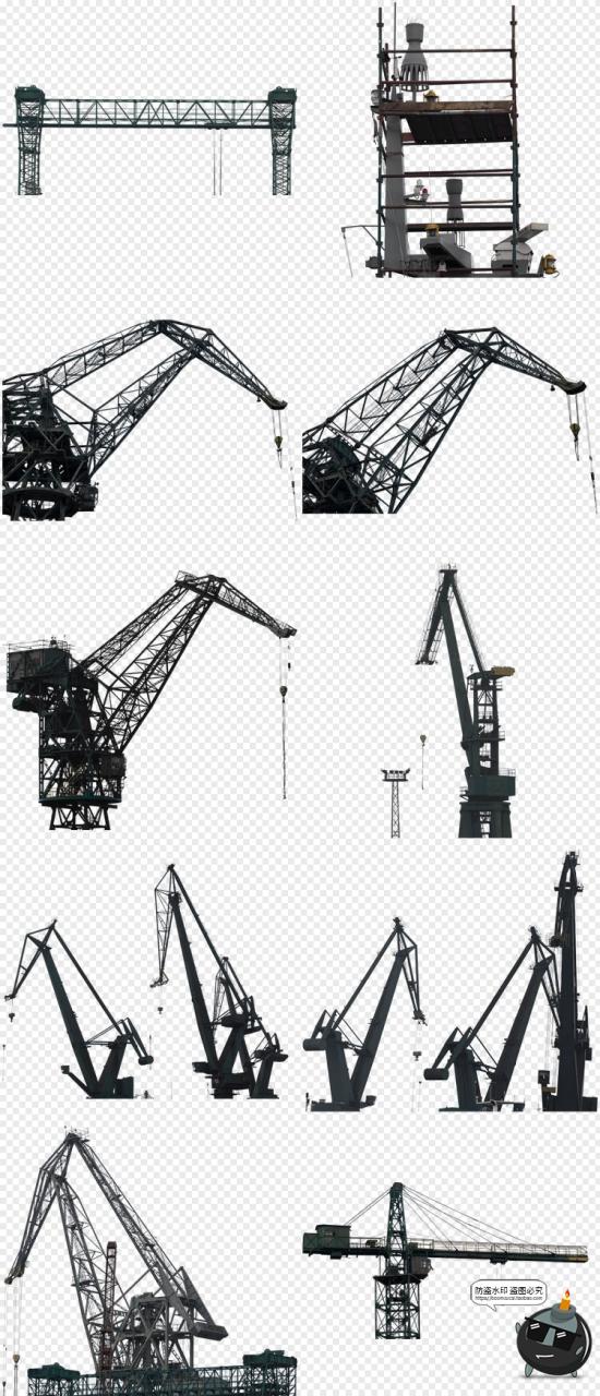 图片[1]-起重机塔吊机械吊塔钩子建筑工地大型工具场景合成TIF免抠素材-设计猿