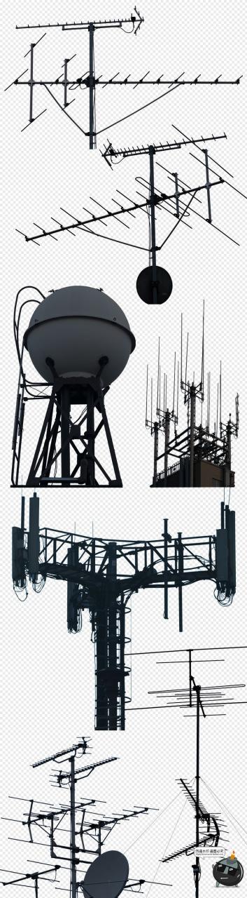 图片[1]-高清屋顶街道电线杆高压线信号天线元素TIF免抠PS后期合成素材-设计猿