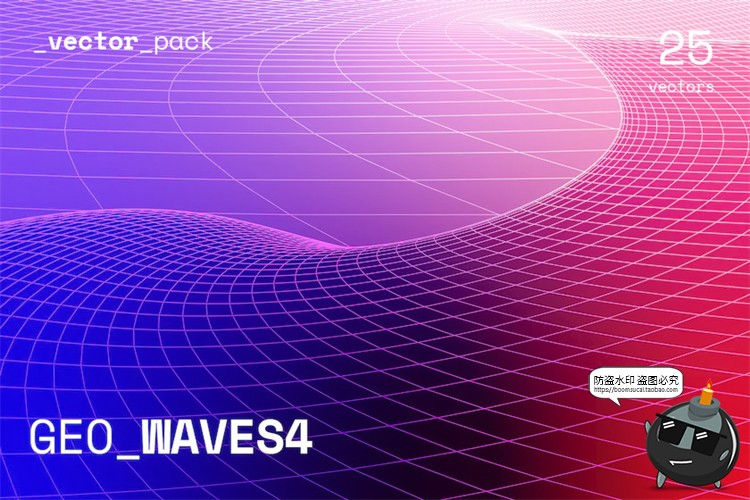 图片[1]-渐变扭曲网格科技感炫丽色彩几何线条蓝紫色底纹背景图AI矢量素材-设计猿