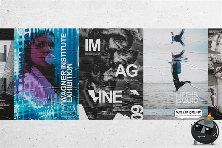 图片[4]-扭曲故障失真风特效样式未来现代抽象时尚创意海报PSD模板PS素材-设计猿