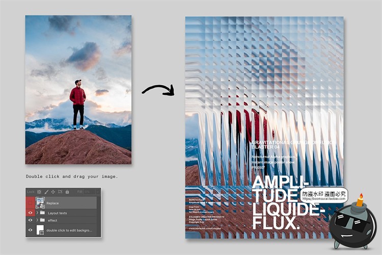 图片[6]-扭曲故障失真风特效样式未来现代抽象时尚创意海报PSD模板PS素材-设计猿