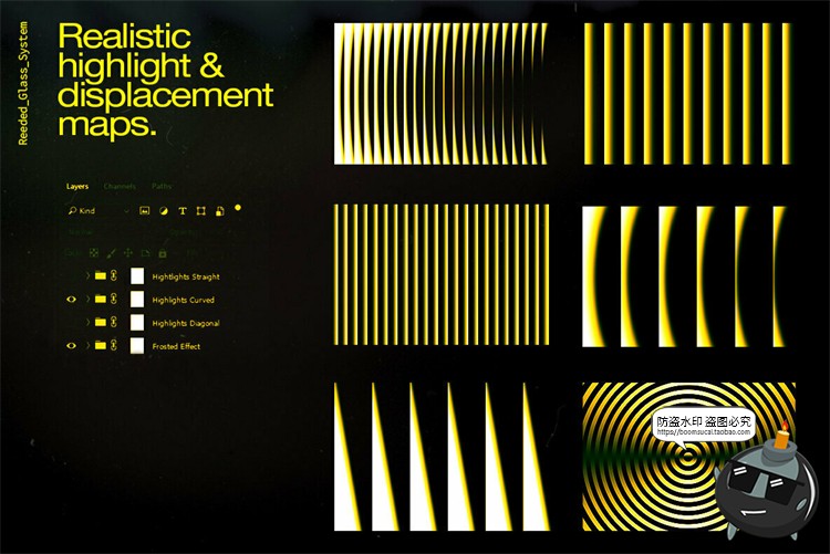 图片[3]-潮流磨砂毛玻璃折射百叶窗图片错位特效效果样机PSD模板PS素材-设计猿