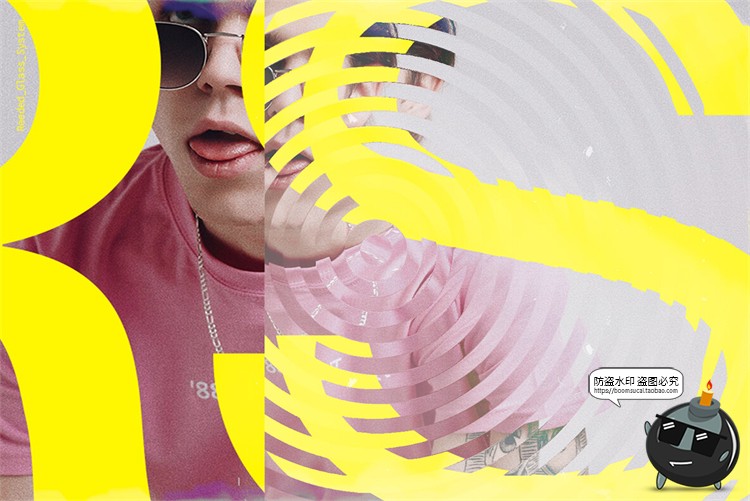 图片[8]-潮流磨砂毛玻璃折射百叶窗图片错位特效效果样机PSD模板PS素材-设计猿