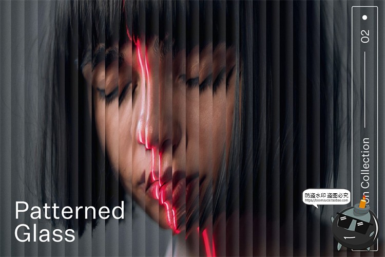 图片[1]-潮流磨砂毛玻璃图片错位折射切割镜像特效海报样机PSD模板PS素材-设计猿