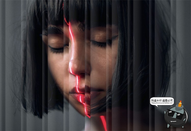 图片[4]-潮流磨砂毛玻璃图片错位折射切割镜像特效海报样机PSD模板PS素材-设计猿