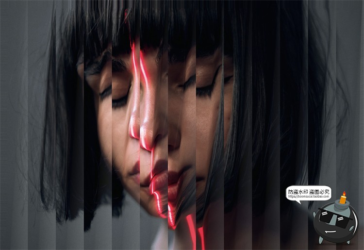 图片[5]-潮流磨砂毛玻璃图片错位折射切割镜像特效海报样机PSD模板PS素材-设计猿