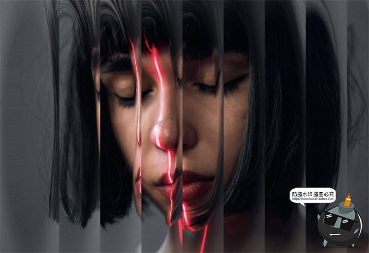 图片[7]-潮流磨砂毛玻璃图片错位折射切割镜像特效海报样机PSD模板PS素材-设计猿